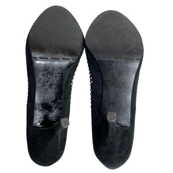 ZARA Black Studded Peep Toe Heels Size 41 - Picture 4 of 7